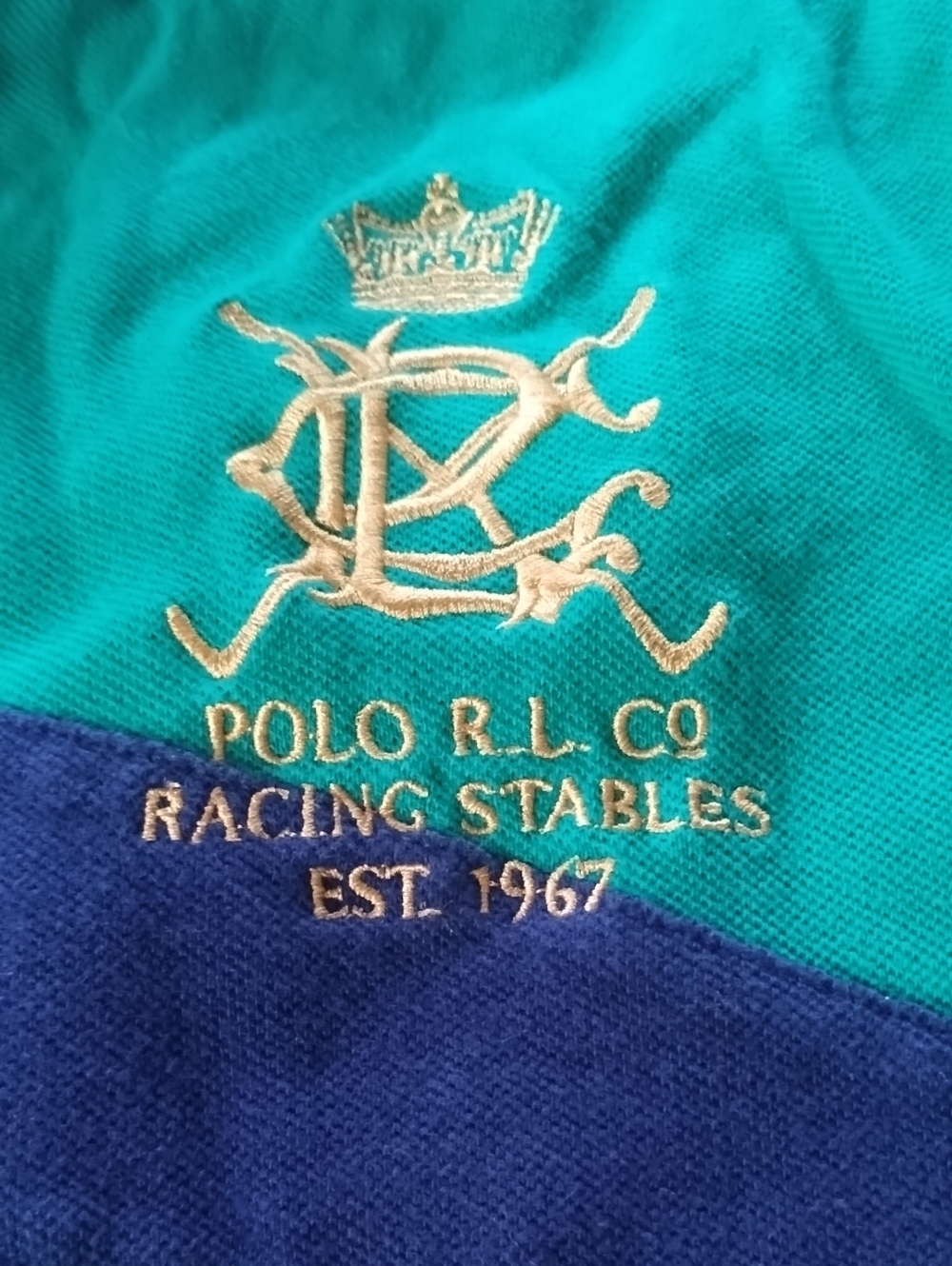 Polo by Ralph Lauren Men's Colorblock Polo in Teal & Royal Blue